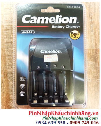 Camelion BC-0905A _Máy sạc pin AA, AAA nhanh 2 giờ với 4 khe-sạc 1,2,3,4 pin mỗi lần, Tự ngắt điện khi pin đầy